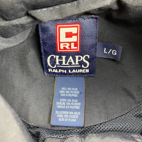 Vintage CHAPS Ralph Lauren Windbreaker Jacket Men Large L Navy Blue Stow Hoodie - Picture 7 of 11